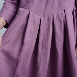 適合春裝！ [Wafu] 亞麻連衣裙鍵盤褶襉一件超高密度亞麻/淡紫色 a013r-fji1 第8張的照片