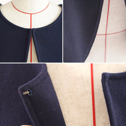 [Wafu]內襯重量級麥爾登羊毛羊毛短上衣夾克圓領/深藍b5-17 第9張的照片