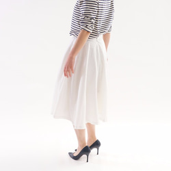 剩下的一件衣服！試試價格【華夫】棉質亞麻裙子喇叭裙白色s002a-wht1 第2張的照片