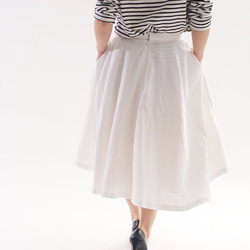 剩下的一件衣服！試試價格【華夫】棉質亞麻裙子喇叭裙白色s002a-wht1 第4張的照片