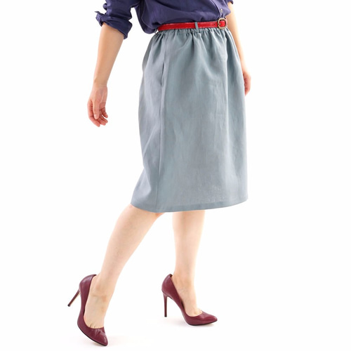 10月1日まで限定価格＞【wafu】リネンスカート ウエストゴム タイト 