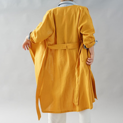 【和服】中厚亞麻外套 Haori 外層落肩禮服/印度黃 h022a-iye2 第4張的照片