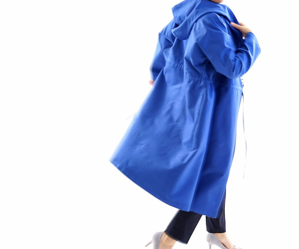 【Wafu】光滑棉紅薯罩Kashukuru外套長外套/飛行員藍色a5-5 第4張的照片