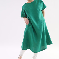 【Wafu】亞麻連衣裙Flare系列連衣裙連衣裙/ Fjord Green a16-6 第1張的照片