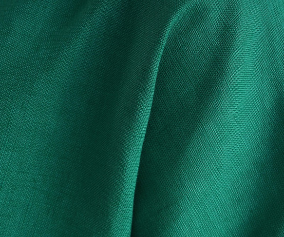【Wafu】亞麻連衣裙Flare系列連衣裙連衣裙/ Fjord Green a16-6 第5張的照片