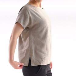 【wafu】薄地 雅亜麻 リネンブラウス ドロップショルダー チュニック Tシャツ/ 榛色 t001f-hbm1 3枚目の画像