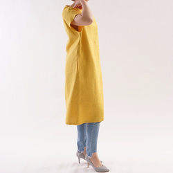 【Wafu】One Linen海棉連衣裙法式連衣裙Big T連身裙/ Chrome Yellow a41-38 第2張的照片