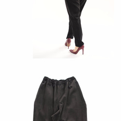 燈芯絨錐形褲，彈性腰帶環口袋/黑色bo1-17 第3張的照片