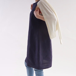 [僅限一件衣服！試用項目] Atsuji亞麻連衣裙Cocoon無袖/深藍色a028b-nbn2 第4張的照片