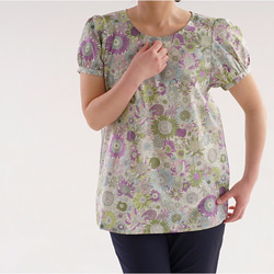 【Wafu】【1左賣】自由女襯衫花卉圖案束腰帶/小Suzanna a39-8 第1張的照片