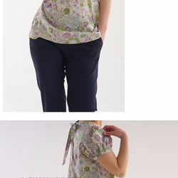 【Wafu】【1左賣】自由女襯衫花卉圖案束腰帶/小Suzanna a39-8 第3張的照片