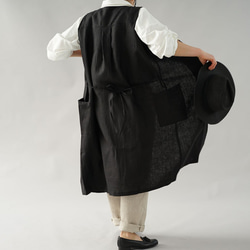 【wafu】中厚 リネン ロングジレ ベスト ノースリーブ アウター 羽織り ポケット/ブラック h025a-bck2 9枚目の画像