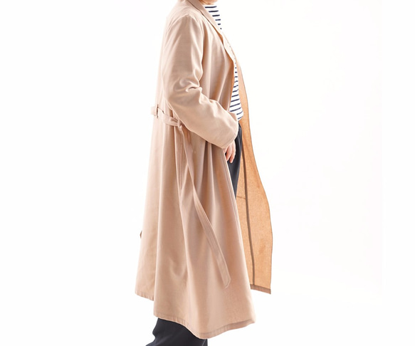 【wafu】＜一着限定価格＞ウールコート 羽織 wool メローショールローブ /ピンクベージュ b14-13 2枚目の画像