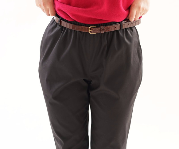 &lt;試驗配件&gt;棉彈力焦特布爾的褲子的腰帶環口袋/黑色bo1-19 第4張的照片
