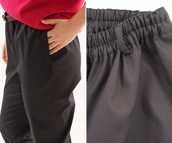 &lt;試驗配件&gt;棉彈力焦特布爾的褲子的腰帶環口袋/黑色bo1-19 第10張的照片