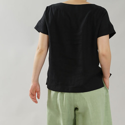 【wafu】中厚 リネン Tシャツ ブラウス トップス ドロップショルダー クルーネック/ブラック t001f-bck2 4枚目の画像
