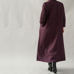 [Wafu +]溫暖的溫暖亞麻連衣裙水平顏色長襯衫裙/純a064c-pws3 第4張的照片