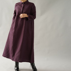[Wafu +]溫暖的溫暖亞麻連衣裙水平顏色長襯衫裙/純a064c-pws3 第6張的照片