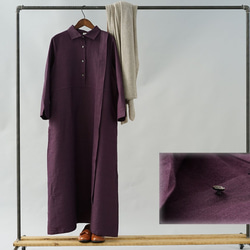 [Wafu +]溫暖的溫暖亞麻連衣裙水平顏色長襯衫裙/純a064c-pws3 第9張的照片