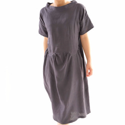 ハンドメイド作家さま☆リネンドロップショルダーボリュームpuffワンピース ハンドメイド作家さま☆リネンドロップショルダーボリュームpuff