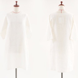 亞麻連衣裙上衣7分鐘袖子落肩/白色A065C-WHT2 第8張的照片