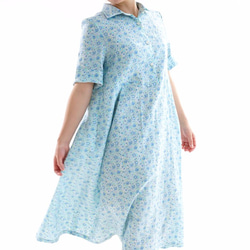 【Wafu】Liberty One piece Amelie襯衫連衣裙Amelie blue a64-11 第2張的照片