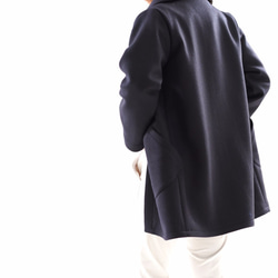 【一着限定価格！！】wool 裏地付 ウールコート バスターブラウンカラー コート / 濃紺 b11-7 5枚目の画像