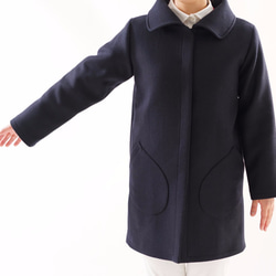 【一着限定価格！！】wool 裏地付 ウールコート バスターブラウンカラー コート / 濃紺 b11-7 7枚目の画像