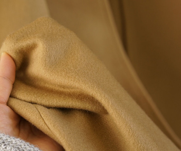 [僅限一件衣服！試用項目]羊毛羊毛立領禮服外套長度haori /焦糖h024a-cam3 第5張的照片