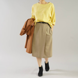 [Wafu]輕質Lithani Alinen女式襯衫襯衫落肩/淡黃黃色t002a-sye1 第4張的照片