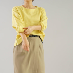 [Wafu]輕質Lithani Alinen女式襯衫襯衫落肩/淡黃黃色t002a-sye1 第6張的照片