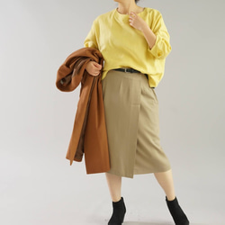 [Wafu]輕質Lithani Alinen女式襯衫襯衫落肩/淡黃黃色t002a-sye1 第7張的照片