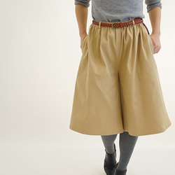&lt;限價&gt;彈力褲裙褲腰帶環口袋/ Ekuru米色bo2-3 第1張的照片