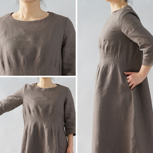 wafu. リネンワンピースブラウン