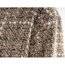 ファンシーツイード wool オフネック ワンピース・裏地付/ブラウンMIX a43-17 4枚目の画像