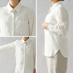 【Wafu】中厚亞麻正品高檔襯衫長袖襯衫簡約白襯衫/白t032a-wht2 第10張的照片