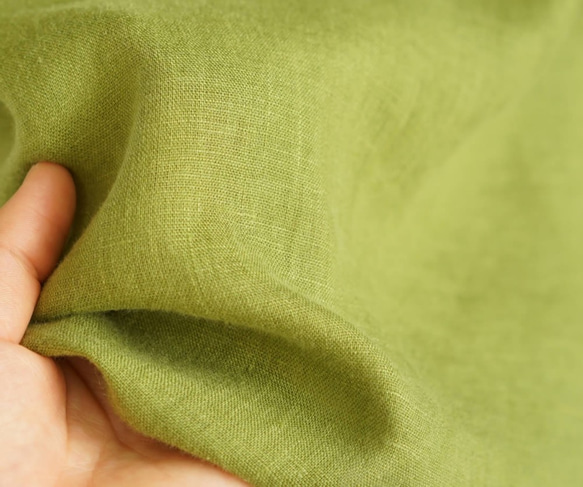 [Wafu]薄立陶宛亞麻襯衫襯衫下擺長袖/橄欖色passe t002a-ovp1 第5張的照片