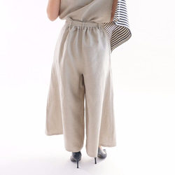 [Wafu]中厚亞麻褲子，寬腰帶圍巾，帶線背橡膠/亞麻，天然b006c-amn2 第3張的照片