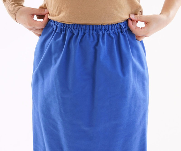 [Wafu] &lt;材料試驗配件&gt;光滑棉裙與彈性腰口袋/導頻藍sk4-1 第6張的照片