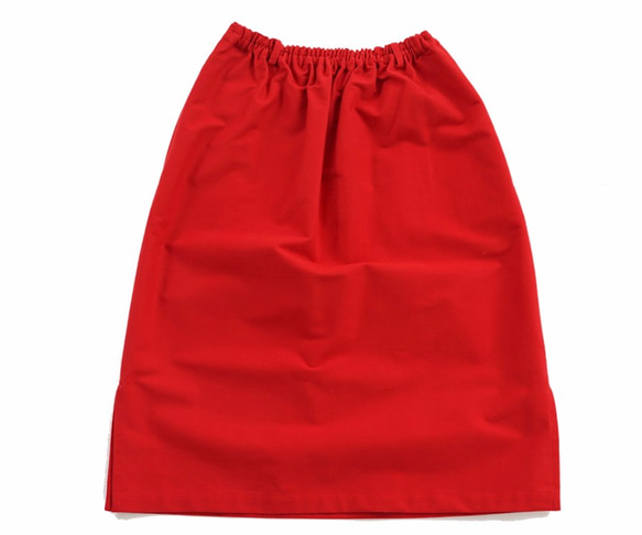 &lt;試驗材料配件&gt;光滑棉彈性腰部裙與狹縫口袋帶環裙/胭脂紅sk4- 第8張的照片