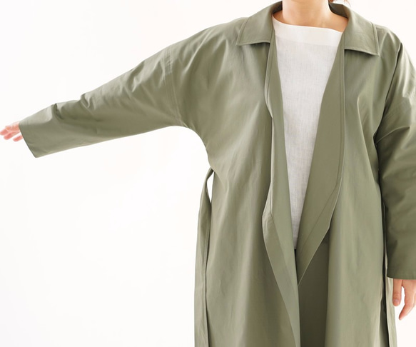 [Wafu] &lt;織物設計試驗配件&gt;絲光棉外套格里斯石桃有領/加蘭綠色A5-7 第7張的照片