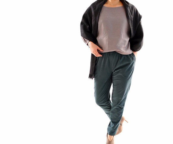 [Wafu]平絨Joppazu褲子的腰帶環口袋/綠色bo1-21 第2張的照片