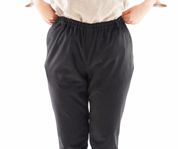 [Wafu]平絨Joppazu褲子的腰帶環口袋/黑色bo1-22 第7張的照片