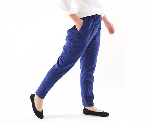【Wafu】最後1著&lt;お試し品&gt; Velveteen Joppers褲子·腰部橡膠·腰帶環/藍色bo1-25 第4張的照片