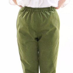 [Wafu]寬鬆錐形褲裁剪綠茶彈力燈芯絨口袋bo1-29 第7張的照片