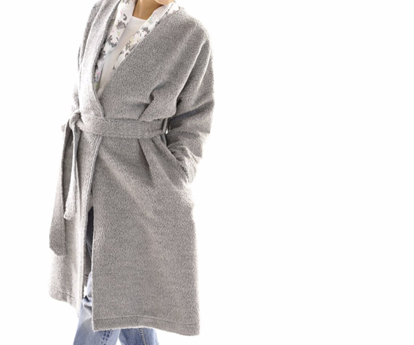[Wafu] &lt;限於試驗配件&gt;羊毛袍外套長的長度沒有色落肩1.2㌔/灰色b22-32 第6張的照片