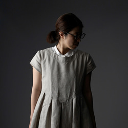 【wafu】Linen dress 鍵盤 タック リネンワンピース 中厚 / 亜麻ナチュラル a013f-amn2 3枚目の画像