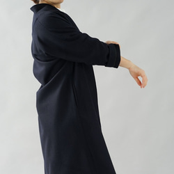 【Wafu】厚羊毛100％melton大衣男女通用連衣裙組合高領無色大衣長款/深藍色b22-40 第6張的照片