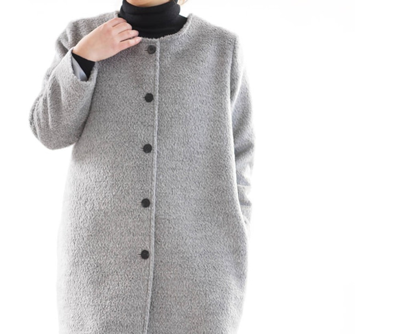 [Wafu]總襯裡規格外套羊毛100％無色外套/灰色b 5  -  26 第5張的照片