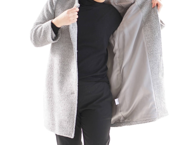 [Wafu]總襯裡規格外套羊毛100％無色外套/灰色b 5  -  26 第6張的照片